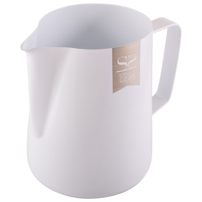 ESPRESSO GEAR TEFLON COATED FOAMING JUG - 0.60L WHITE - The Coffee Machine Collective