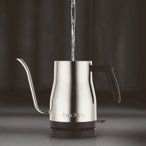 BODUM BISTRO ELECTRIC GOOSENECK WATER KETTLE - SILVER S/S 1L, 34OZ - The Coffee Machine Collective
