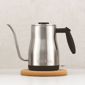 BODUM BISTRO ELECTRIC GOOSENECK WATER KETTLE - SILVER S/S 1L, 34OZ - The Coffee Machine Collective