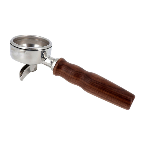 SINGLE S/S FILTERHOLDER COMPLETE - WALNUT - E61 8.5 GASKET - The Coffee Machine Collective